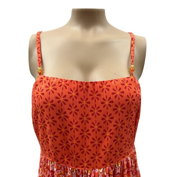 Angie Floral Sundress Sleeveless Tie-Back Adjustable Ruffled Hem Womens Size L - Picture 4 of 10